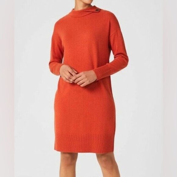 Hobbs London Talia Knitted Sweater Dress with Cashmere Burnt Orange Size Small - Picture 1 of 13